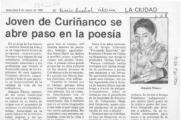 Joven de Curiñanco se abre paso en la poesía  [artículo].