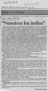 "Nosotros los indios"  [artículo] Carlos León Pezoa.