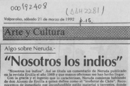 "Nosotros los indios"  [artículo] Carlos León Pezoa.