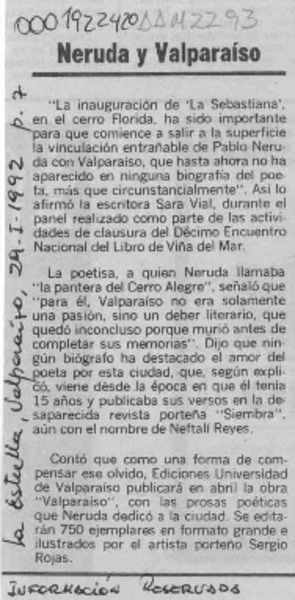 Neruda y Valparaíso  [artículo].