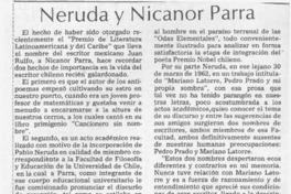 Neruda y Nicanor Parra  [artículo] Lautaro Robles.
