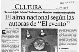 El alma nacional según las autoras de "El evento"  [artículo] Alejandra Gajardo.