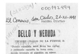 Bello y Neruda  [artículo] Darío de la Fuente D.