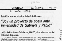 "Soy un proyecto de poeta ante inmensidad de Gabriela y Pablo"  [artículo].