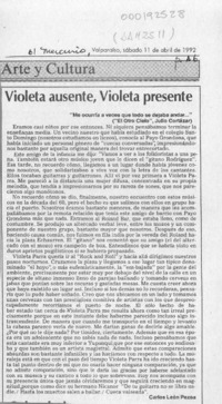 Violeta ausente, Violeta presente  [artículo] Carlos León Pezoa.