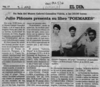 Julio Piñones presenta su libro "Poemares"  [artículo].