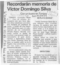 Recordarán memoria de Víctor Domingo Silva  [artículo] Lincoyán Rojas P.
