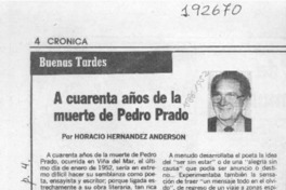 A cuarenta años de la muerte de Pedro Prado  [artículo] Horacio Hernández Anderson.