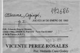 Vicente Pérez Rosales  [artículo] Medardo Cano Godoy.