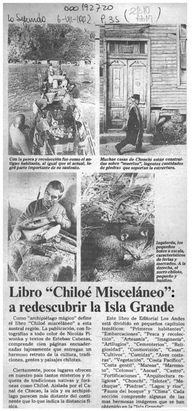 Libro "Chiloé misceláneo" a redescubrir la Isla Grande  [artículo].
