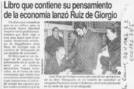 Libro que contiene su pensamiento de la economía lanzó Ruiz de Giorgio  [artículo].