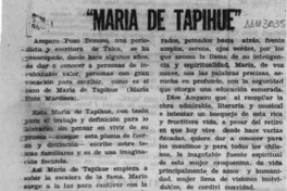 "María de Tapihue"  [artículo] Laura Rosa Urbina.