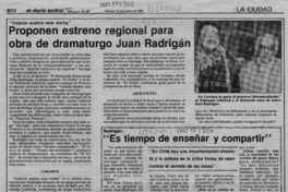 Proponen estreno regional para obra de dramaturgo Juan Radrigán  [artículo].