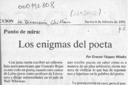 Los enigmas del poeta  [artículo] Ernesto Vásquez Méndez.