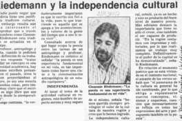 Riedemann y la independencia cultural  [artículo].