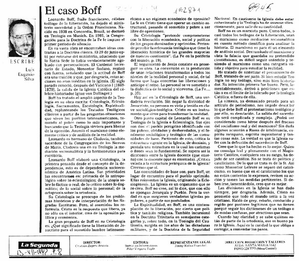 El caso Boff  [artículo] Luis Eugenio Silva.
