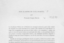 Don Alamiro de Avila Martel  [artículo] Fernando Campos Harriet.