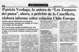 Patricia Verdugo, la autora de "Los zarpazos del puma", ahora, a petición de la cancillería, elabora informe sobre relación Chile-Europa  [artículo].