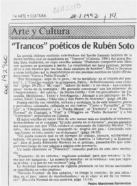 "Trancos" poéticos de Rubén Soto  [artículo] Pedro Mardones Barrientos.