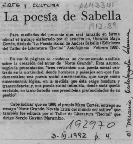 La Poesía de Sabella  [artículo].