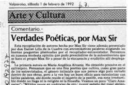 Verdades poéticas, por Max Sir  [artículo] Carlos León Pezoa.