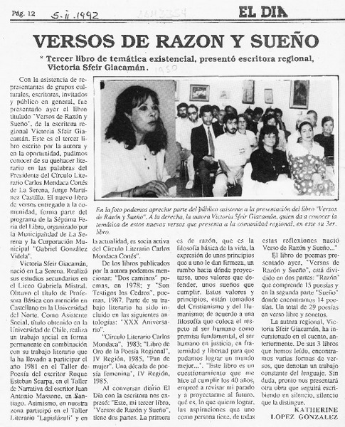 Versos de razón y sueño  [artículo] Katherine López González.