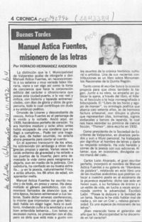 Manuel Astica Fuentes, misionero de las letras  [artículo] Horacio Hernández Anderson.