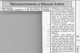 Reconocimiento a Manuel Astica  [artículo] Maximiliano Marholz Venegas.