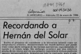 Recordando a Hernán del Solar  [artículo] Eddie Morales Piña.