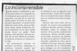 Lo incomprensible  [artículo] Andrés Gallardo.