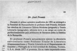 Dr. José Promis  [artículo] Eddie Morales Piña.