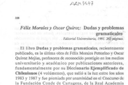 Félix Morales y Oscar Quiroz, "Dudas y problemas gramaticales"