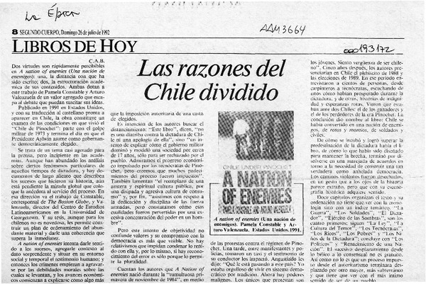 Las razones del Chile dividido  [artículo] C. A. B.