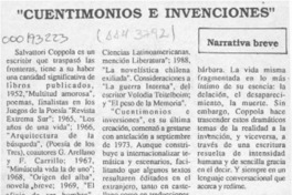 "Cuentimonios e invenciones"  [artículo] Luis E. Aguilera.