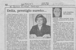 Delia, prestigio sureño --  [artículo] Luis Anselmo Hernández.