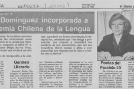 Delia Domínguez incorporada a Academia Chilena de la Lengua  [artículo].