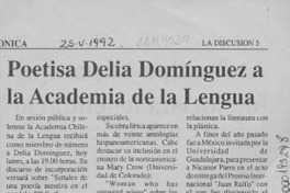 Poetisa Delia Domínguez a Academia de la Lengua  [artículo].
