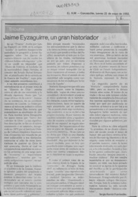 Jaime Eyzaguirre, un gran historiador  [artículo] Sergio Ramón Fuentealba.
