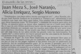 Juan Meza S., José Naranjo, Alicia Enríquez, Sergio Moreno  [artículo] Carlos León Pezoa.