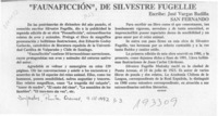 "Faunaficción", de Silvestre Fugellie  [artículo] José Vargas Badilla.