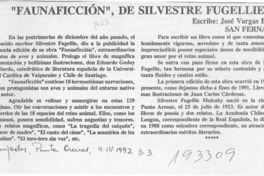 "Faunaficción", de Silvestre Fugellie  [artículo] José Vargas Badilla.