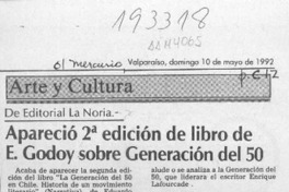 Apareció 2a edición de libro de E. Godoy sobre generación del 50  [artículo].