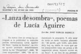 "Lanza de sombra", poemas de Lucía Aguirre.
