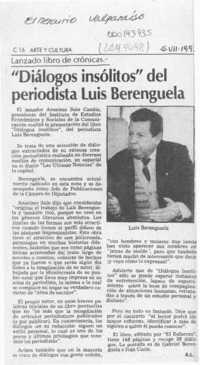 "Diálogos insólitos" del periodista Luis Berenguela  [artículo] A. L.