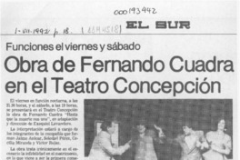 Obra de Fernando Cuadra en el teatro Concepción  [artículo].