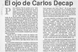 El ojo de Carlos Decap  [artículo] Sergio Gómez M.