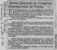 Jaime Quezada en congreso internacional de poesía [artículo].