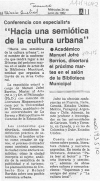 "Hacia una semiótica de la cultura urbana"  [artículo].