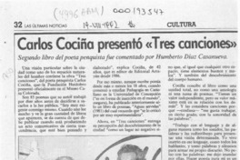 Carlos Cociña presentó "Tres canciones"  [artículo].