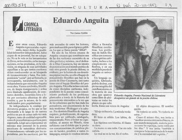 Eduardo Anguita  [artículo] Carlos Iturra.